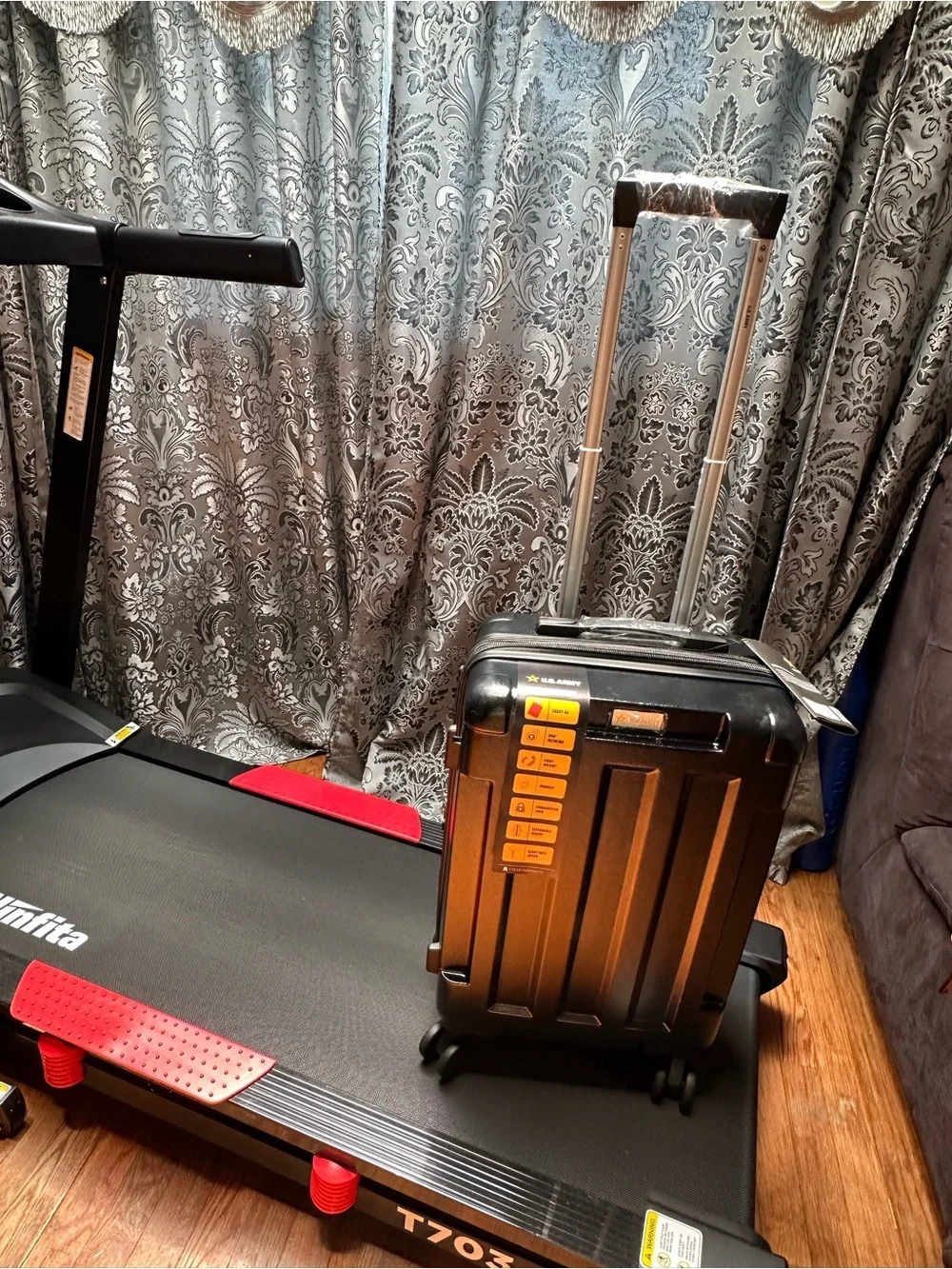 U.S. Army Hard-Shell Carry-On Suitcase in Black and Orange Accent 20”